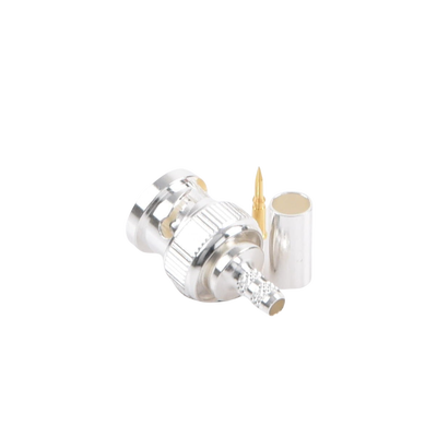 Conector BNC Macho de Anillo Plegable para Cable LP-142, LP-195, LMR-195, RG-58/U, RG-142/U, Plata/Oro/Teflón.