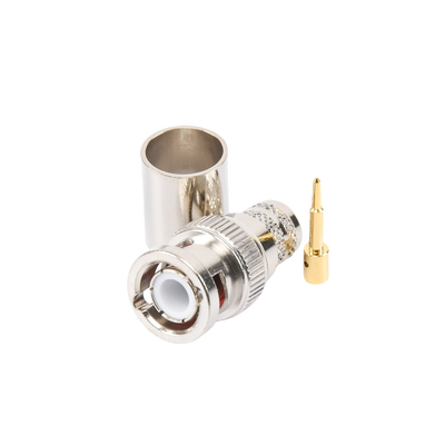 Conector BNC Macho de Anillo Plegable para RG-8/U, LMR-400, 9913, CNT-400, Níquel/ Oro/ Teflón.