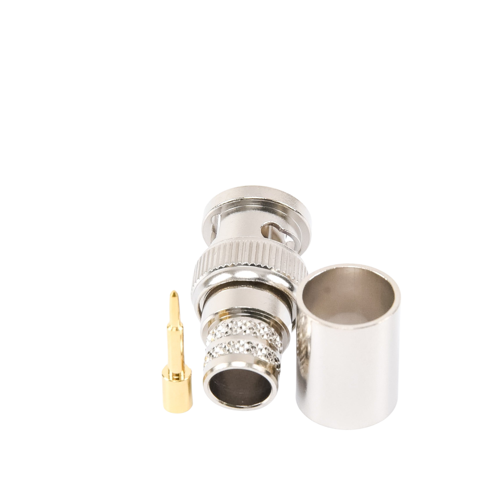 Conector BNC Macho de Anillo Plegable para RG-8/U, LMR-400, 9913, CNT-400, Níquel/ Oro/ Teflón.