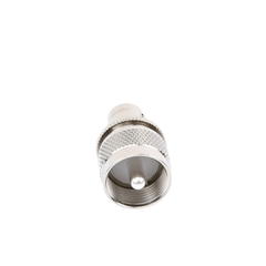 Adaptador en Línea para 50 Ohm, Conector BNC Hembra-UHF Macho (PL-259), Níquel/ Plata/ Delrin.