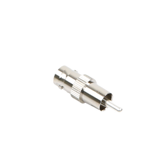 Adaptador de BNC Hembra a RCA Macho en 50 Ohm para Fono, uso en Aplicaciones de Audio-Video, Níquel/ Plata/ Delrin.