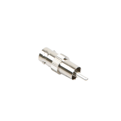 Adaptador de BNC Hembra a RCA Macho en 50 Ohm para Fono, uso en Aplicaciones de Audio-Video, Níquel/ Plata/ Delrin.