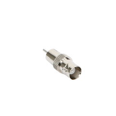 Adaptador de BNC Hembra a RCA Macho en 50 Ohm para Fono, uso en Aplicaciones de Audio-Video, Níquel/ Plata/ Delrin.