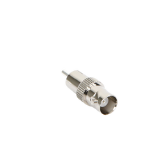 Adaptador de BNC Hembra a RCA Macho en 50 Ohm para Fono, uso en Aplicaciones de Audio-Video, Níquel/ Plata/ Delrin.