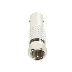 Adaptador en Línea para Video, de Conector BNC Hembra a F Macho, 75 Ohm, Níquel/ Oro/ Delrin.