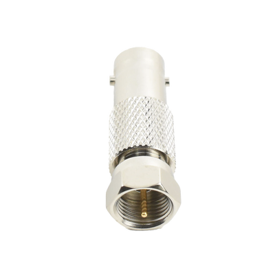 Adaptador en Línea para Video, de Conector BNC Hembra a F Macho, 75 Ohm, Níquel/ Oro/ Delrin.