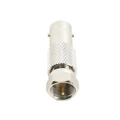 Adaptador en Línea para Video, de Conector BNC Hembra a F Macho, 75 Ohm, Níquel/ Oro/ Delrin.