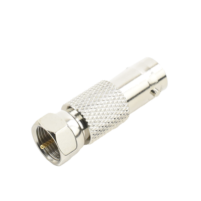 Adaptador en Línea para Video, de Conector BNC Hembra a F Macho, 75 Ohm, Níquel/ Oro/ Delrin.
