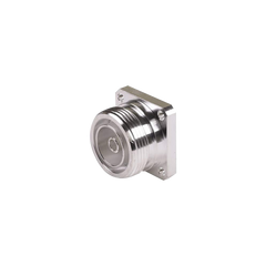 Conector DIN 7-16 Hembra, Tipo Flange de 4 Hoyos para Panel y Copa Soldable.
