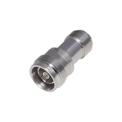 Adaptador en Línea de Conector 4.3-10 Hembra a N Hembra, Bronce Blanco/ Plata/ Teflón.