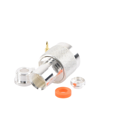 Conector N Macho de Rosca para RG-58/U, RG-142/U, Plata/ Oro/ Teflón.