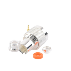 Conector N Macho de Rosca para RG-58/U, RG-142/U, Plata/ Oro/ Teflón.