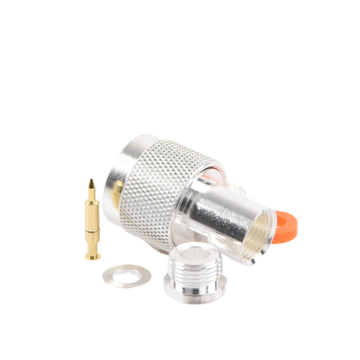Conector N Macho de Rosca para RG-58/U, RG-142/U, Plata/ Oro/ Teflón.
