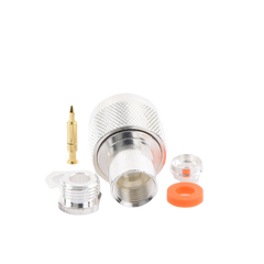 Conector N Macho de Rosca para RG-58/U, RG-142/U, Plata/ Oro/ Teflón.