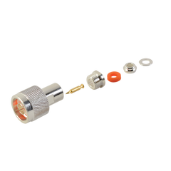 Conector N Macho de Rosca para RG-58/U, RG-142/U, Plata/ Oro/ Teflón.