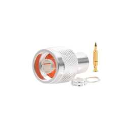 Conector N Macho de Rosca para Cables RG-8/X, LMR-240, BELDEN 9258, Plata / Oro / Teflón.