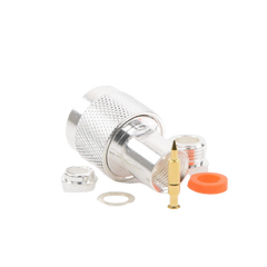 Conector N Macho de Rosca para Cables RG-8/X, LMR-240, BELDEN 9258, Plata / Oro / Teflón.