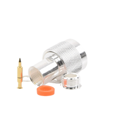 Conector N Macho de Rosca para Cables RG-8/X, LMR-240, BELDEN 9258, Plata / Oro / Teflón.