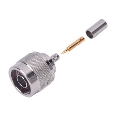 Conector N Macho de Anillo Plegable para Cables Coaxiales LP-142, LP-195, RG-58/U, RG-142/U, LMR-195, Níquel/ Oro/ Teflón.â€&lsaquo;