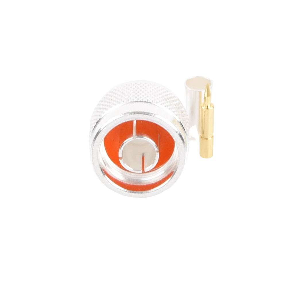 Conector N Macho de Anillo Plegable para Cable LP-195, RG-58/U, Plata/ Oro/ Teflón.