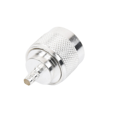 Conector Coaxial N Macho de Anillo Plegable para Cable RG-142/U, Plata/ Oro/ Teflón.