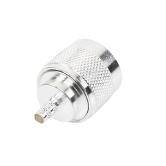 Conector Coaxial N Macho de Anillo Plegable para Cable RG-142/U, Plata/ Oro/ Teflón.
