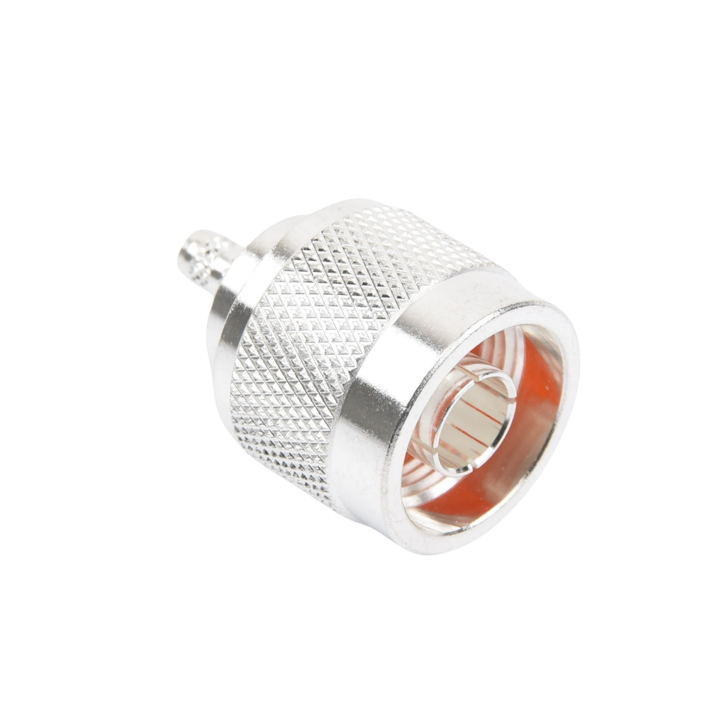 Conector Coaxial N Macho de Anillo Plegable para Cable RG-142/U, Plata/ Oro/ Teflón.