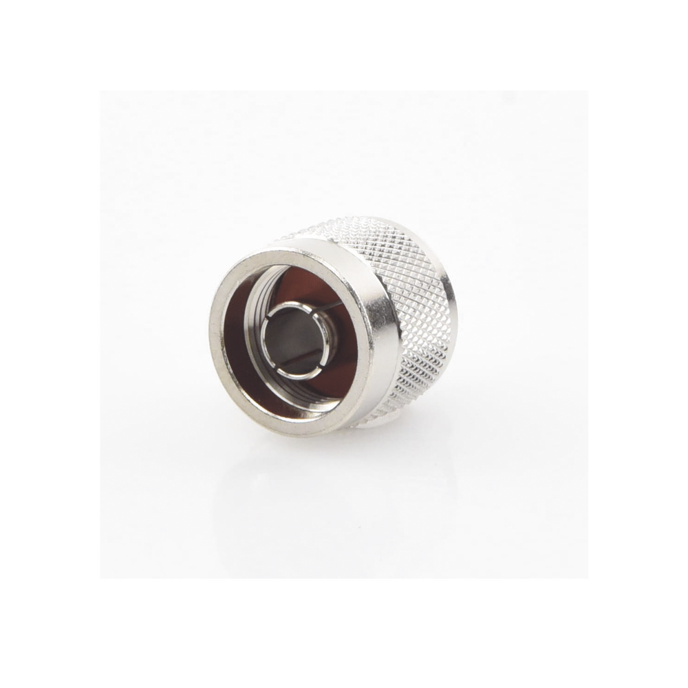 Conector N Macho Coaxial de Anillo Plegable para Cable RG-142/U, Niquel/ Oro/ Teflón.