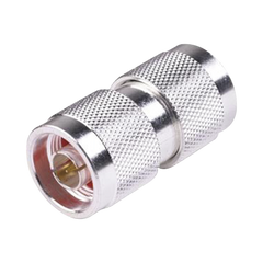 Adaptador Barril en Línea de Conector N Macho a N Macho, Plata/ Oro/ Teflón.