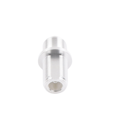 Adaptador Doble N Hembra para Chasis de Montaje Frontal en Doble D Plano y Cuerpo Plateado.