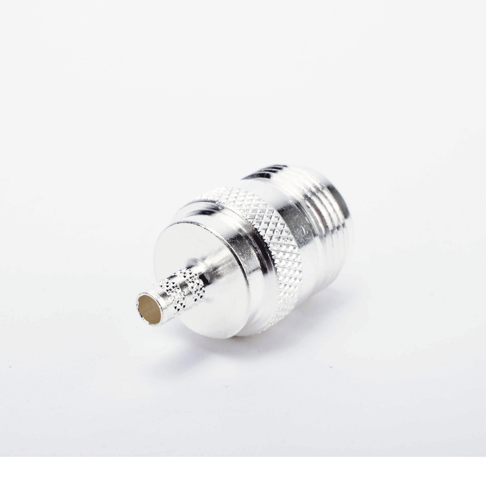 Conector N Hembra de Anillo Plegable para Cables RG-58/U, Níquel/ Oro/ Teflón.
