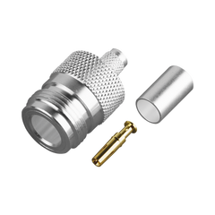 Conector N Hembra de Anillo Plegable para Cable PROFLEX ó Grupo P, Plata/ Oro/ Teflón.