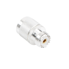 Adaptador en Línea, de Conector N Macho a UHF Hembra (SO-239), Plata/ Oro/ Teflón.