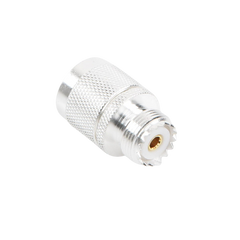 Adaptador en Línea, de Conector N Macho a UHF Hembra (SO-239), Plata/ Oro/ Teflón.