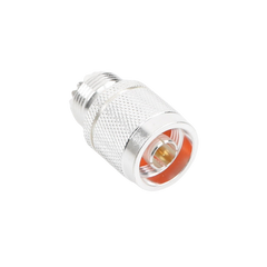Adaptador en Línea, de Conector N Macho a UHF Hembra (SO-239), Plata/ Oro/ Teflón.