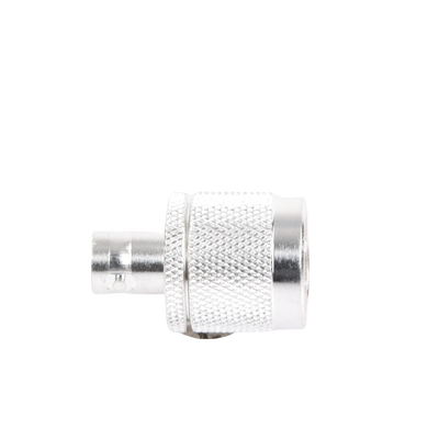 Adaptador en Línea de Conector N Macho a BNC Hembra, Plata/ Oro/ Teflón.