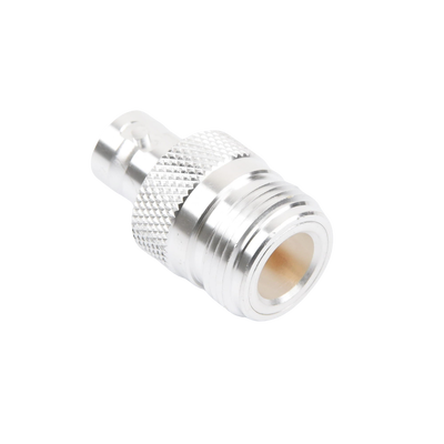 Adaptador en Línea, de Conector N Hembra a BNC Hembra, Plata/ Oro/ Teflón.
