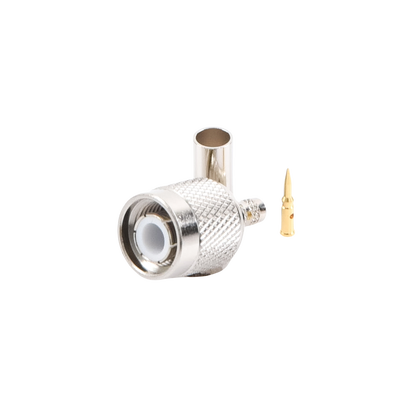 Conector TNC Macho de Anillo Plegable para Cables RG-58/U, RG-142/U, LMR-195, Níquel/ Oro/ Teflón.