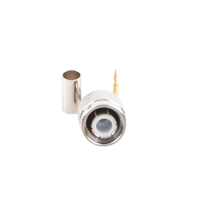 Conector TNC Macho de Anillo Plegable para Cables RG-58/U, RG-142/U, LMR-195, Níquel/ Oro/ Teflón.