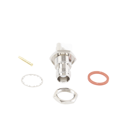 Conector TNC Hembra de montaje en Chasis tipo D Plano y anillo plegable para RG-174/U, 8216.