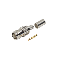 Conector TNC Hembra de Anillo Plegable para Cables RG-8/X, LMR-240, Grupo X, Níquel/ Oro/ Delrin.