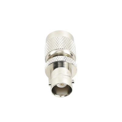 Adaptador en Línea, de Conector TNC Macho a BNC Hembra, Níquel /Oro /Teflón.
