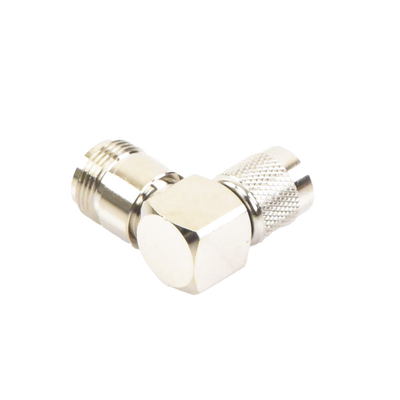 Adaptador en Ángulo Recto de Conector TNC Macho a N Hembra, Níquel/ Oro/ Teflón.