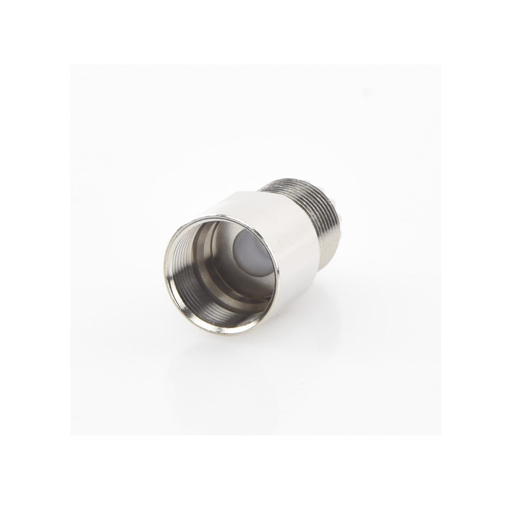 Conector UHF Hembra (SO-239) en Línea de Rosca para RG-8/U, 9913, LMR-400, Níquel/ Plata/ Teflón.