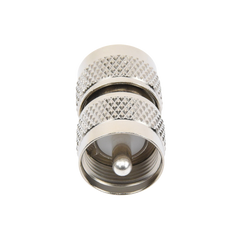 Adaptador Barril en Línea, de Conector UHF Macho (PL-259) a UHF Macho (PL-259), Níquel/ Plata/ Teflón.