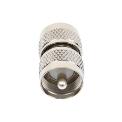 Adaptador Barril en Línea, de Conector UHF Macho (PL-259) a UHF Macho (PL-259), Níquel/ Plata/ Teflón.