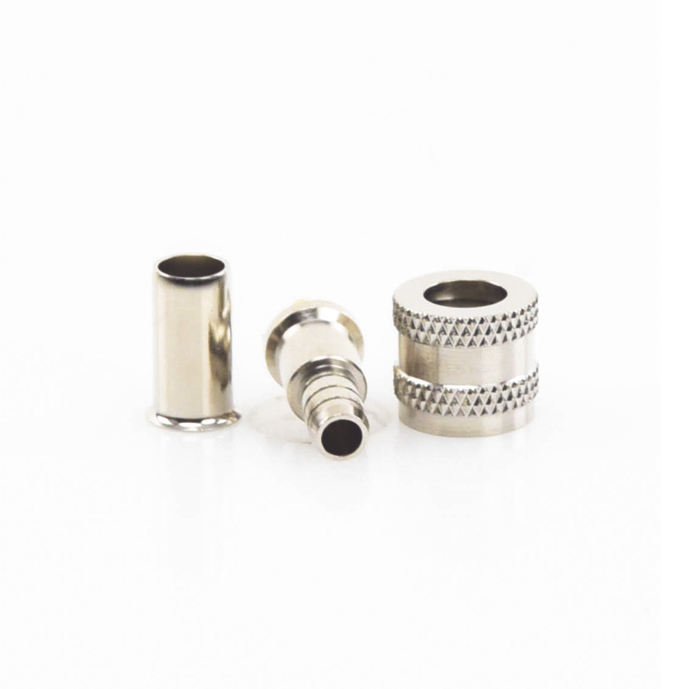 Conector Mini UHF Macho, 50 Ohm, de Anillo Plegable para Cables RG-58/U, RG-142/U, Niquel/Oro/Delrin.