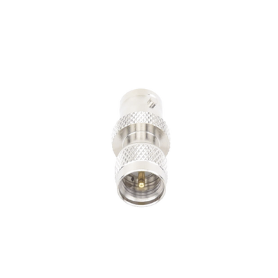 Adaptador en Línea, de Conector Mini UHF Macho a BNC Hembra, Níquel/ Oro/ Teflón.