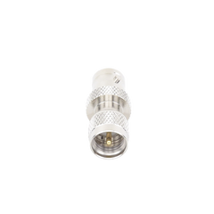 Adaptador en Línea, de Conector Mini UHF Macho a BNC Hembra, Níquel/ Oro/ Teflón.