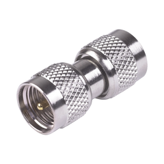Adaptador Barril, de Conectores Mini-UHF Machos, Níquel/ Oro/ Teflón.